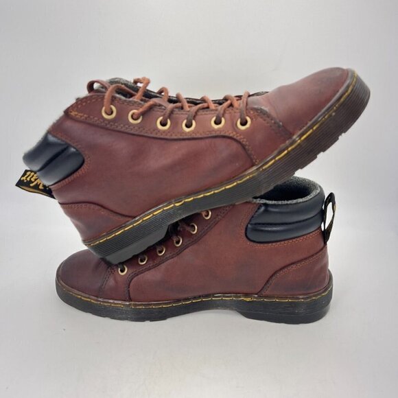 Dr Martens Plaza Bouncing Soles Women Size 8 Mid Top Brown Canvas Ankle Boot - Picture 9 of 12